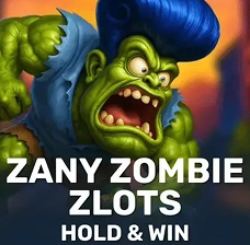 Crowngreen Zany Zombie Slots Hold and Win game with green zombie character